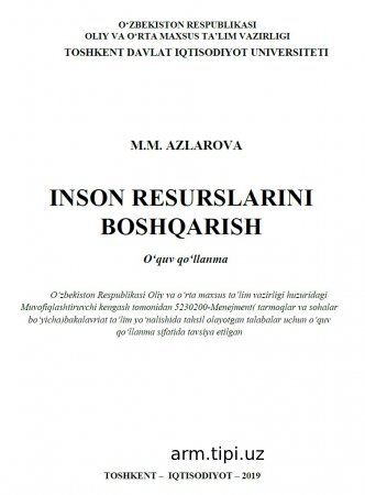 Azlarova M.M. Inson resurslarini boshqarish