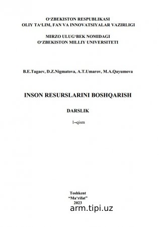 INSON RESURSLARINI BOSHQARISH