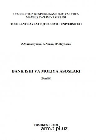 BANK ISHI VA MOLIYA ASOSLARI