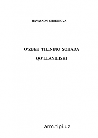 O'zbek tilining sohada qo'llanilishi
