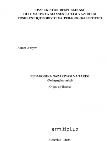PEDAGOGIKA NAZARIYASI VA TARIXI