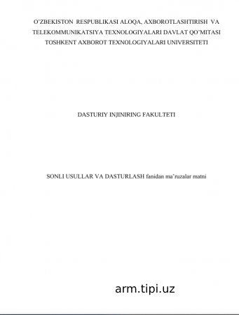 SONLI USULLAR VA DASTURLASH