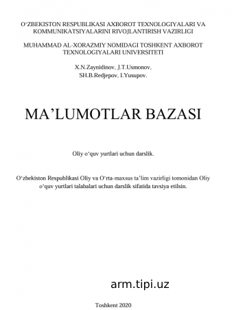 MA’LUMOTLAR BAZASI