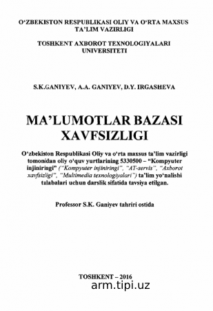 MA’LUMOTLAR BAZASI XAVFSIZLIGI