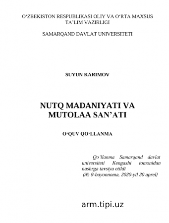 NUTQ MADANIYATI VA   MUTOLAA SAN’ATI