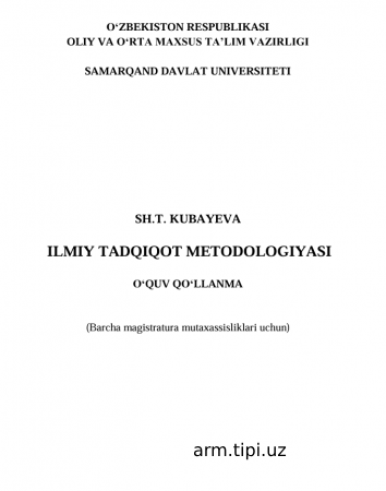 ILMIY TADQIQOT METODOLOGIYASI