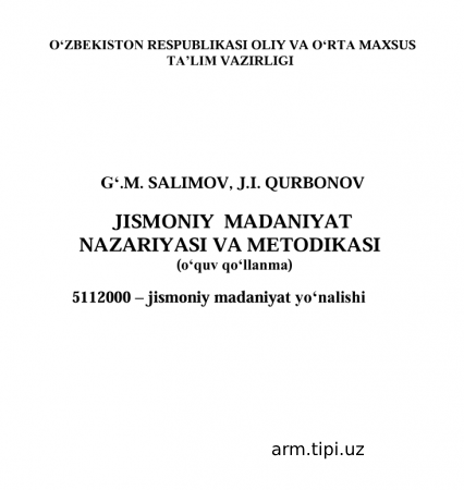 JISMONIY  MADANIYAT  NAZARIYASI VA METODIKASI