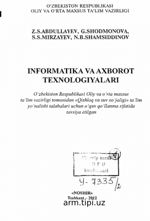 INFORMATIKA VA  AXBOROT TEXNOLOGIYALARI
