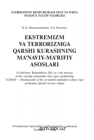 EKSTREMIZM  VA TERRORIZMGA  QARShI KURAShNING  MA’NAVIY-MA’RIFIY  ASOSLARI