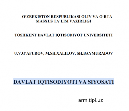 DAVLAT IQTISODIYOTI VA SIYOSATI